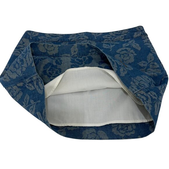 Abercrombie & Fitch Womens Metalic Floral Blue Denim Mini Skirt SZ 10 Lined - Picture 9 of 15
